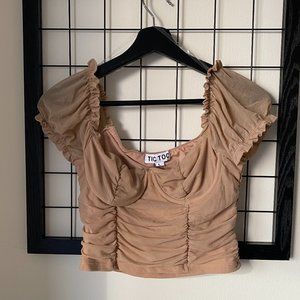 Mesh Corset Top in Nude/Tan, Tic Toc